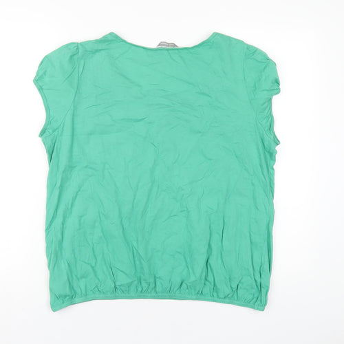 Marks and Spencer Womens Green Cotton Basic T-Shirt Size 18 Scoop Neck