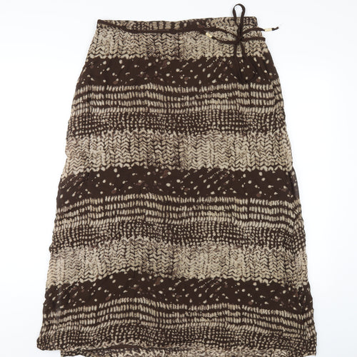 DASH Womens Brown Geometric Viscose A-Line Skirt Size 14 Zip