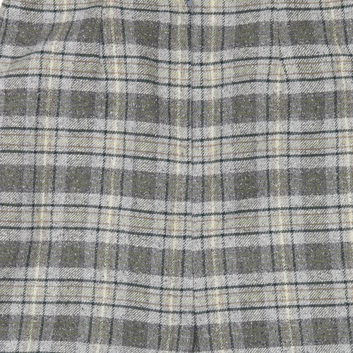 Country Casuals Womens Grey Plaid Wool A-Line Skirt Size 14 Zip