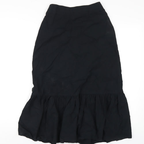 New Look Womens Black Cotton A-Line Skirt Size 8