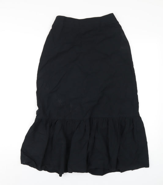 New Look Womens Black Cotton A-Line Skirt Size 8