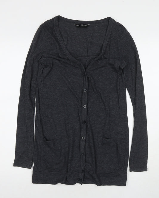 Dorothy Perkins Womens Black V-Neck Cotton Cardigan Jumper Size 8