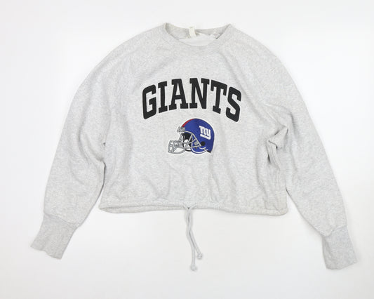 H&M Womens Grey Cotton Pullover Sweatshirt Size L Pullover - Giants NY NFL Cropped