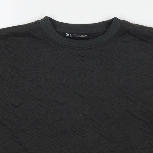 Zara Womens Black Geometric Polyester Pullover Sweatshirt Size M Pullover