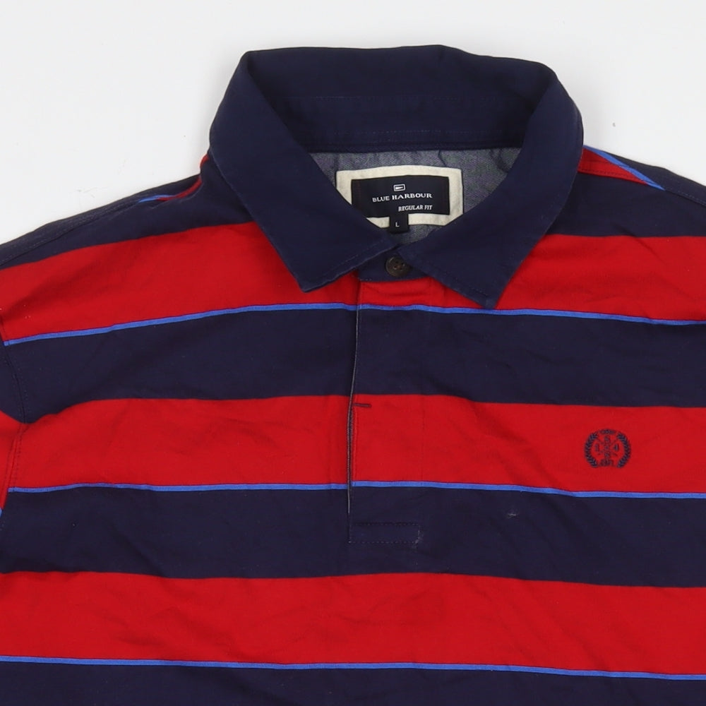 Blue Harbour Mens Red Cotton Polo Size L Collared Pullover