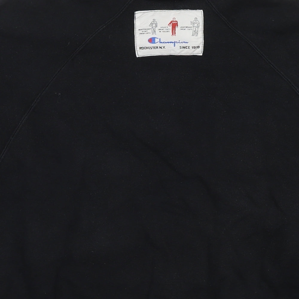 Champion Womens Black Cotton Pullover Sweatshirt Size M Pullover - Logo