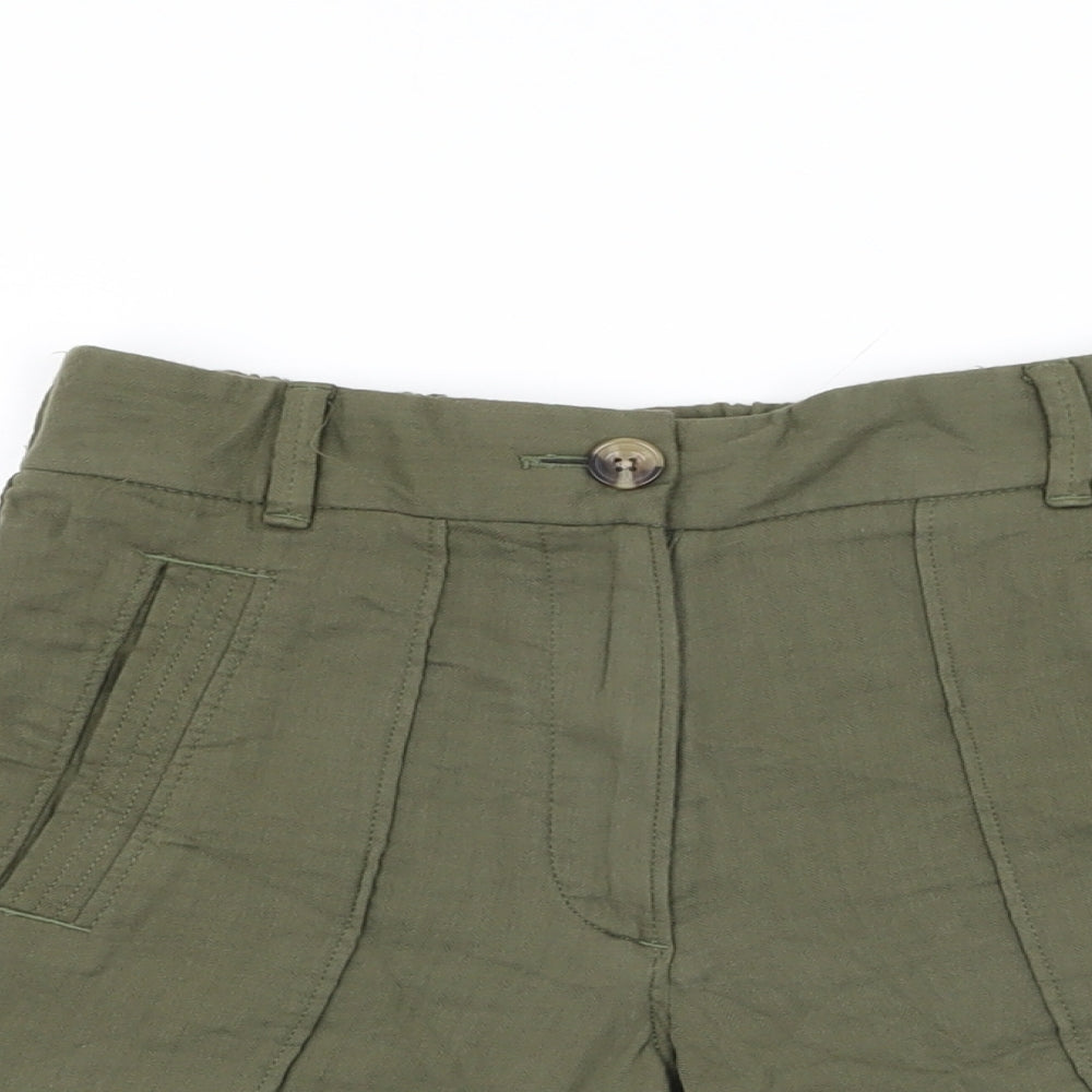 Per Una Womens Green Cotton Basic Shorts Size 6 L6 in Regular Zip