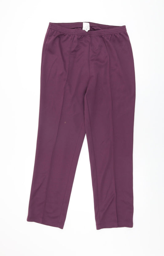 Damart Womens Purple Polyester Trousers Size 14 L29 in Regular