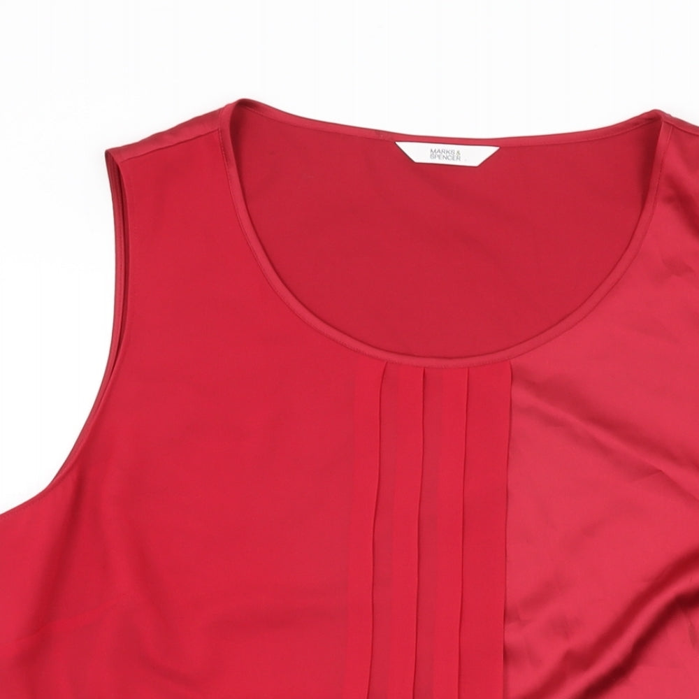 Marks and Spencer Womens Red Polyester Basic Blouse Size 18 Round Neck