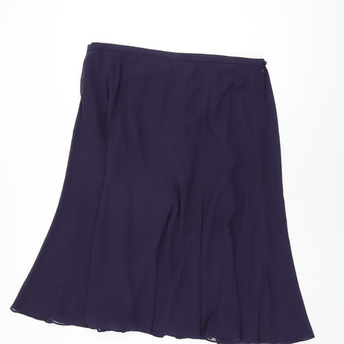 Jacques Vert Womens Purple Polyester Swing Skirt Size 22 Zip