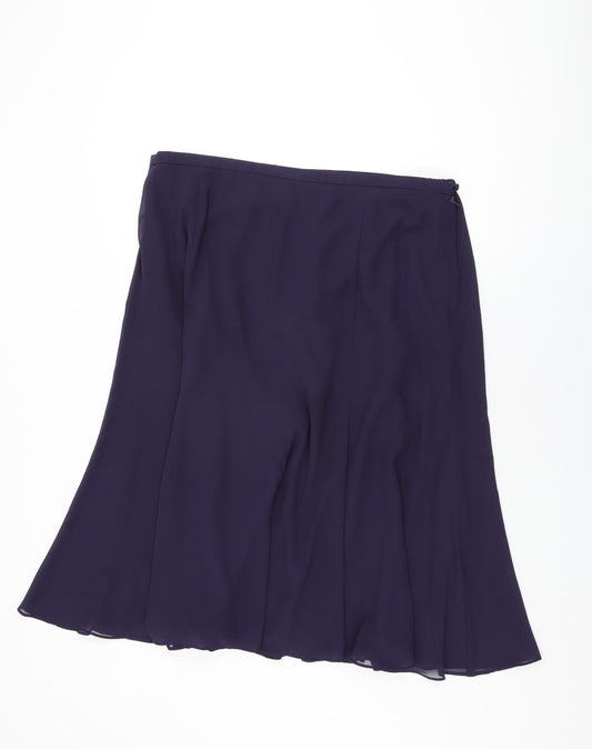 Jacques Vert Womens Purple Polyester Swing Skirt Size 22 Zip