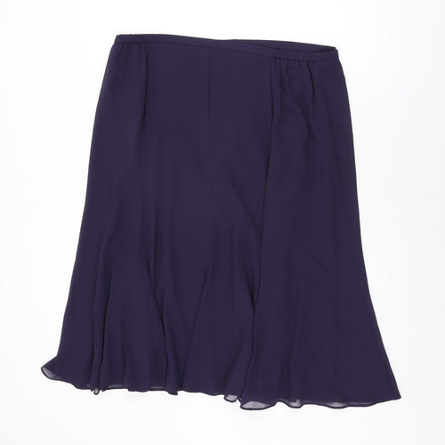 Jacques Vert Womens Purple Polyester Swing Skirt Size 22 Zip