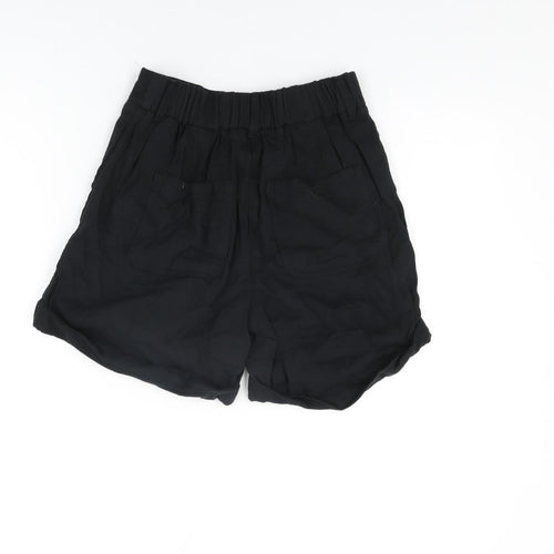 Per Una Womens Black Cotton Basic Shorts Size 6 L5 in Regular Zip