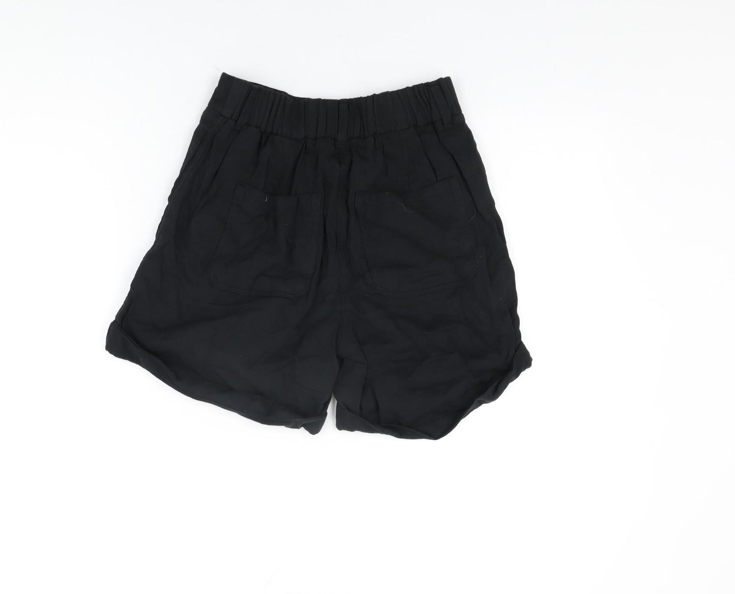 Per Una Womens Black Cotton Basic Shorts Size 6 L5 in Regular Zip