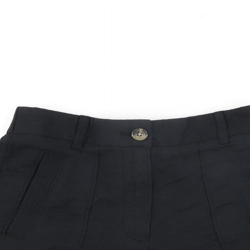 Per Una Womens Black Cotton Basic Shorts Size 6 L5 in Regular Zip