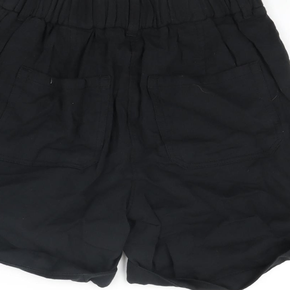 Per Una Womens Black Cotton Basic Shorts Size 6 L5 in Regular Zip