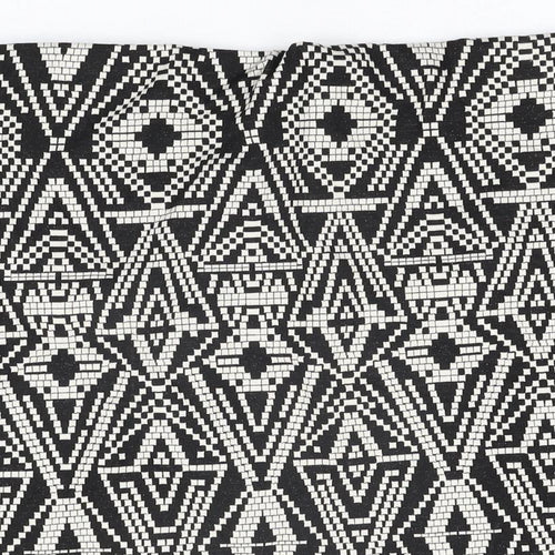 Marks and Spencer Womens Black Geometric Cotton Mini Skirt Size 18