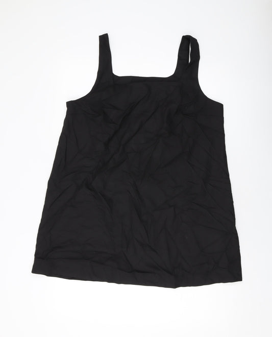 H&M Womens Black Polyester Basic Tank Size L Square Neck