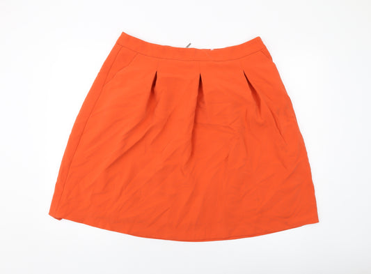 Marks and Spencer Womens Orange Polyester A-Line Skirt Size 16 Zip