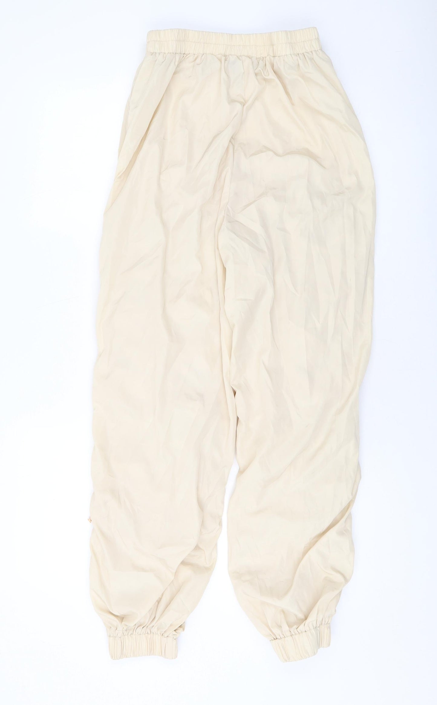 PRETTYLITTLETHING Womens Beige Polyester Trousers Size 12 L27 in Regular