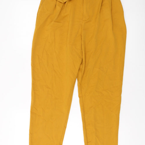 Zara Womens Yellow Polyester Trousers Size L L25 in Regular Hook & Eye