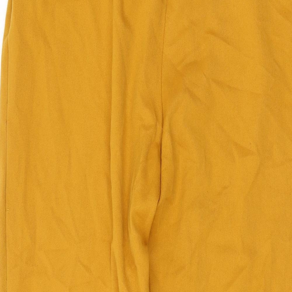 Zara Womens Yellow Polyester Trousers Size L L25 in Regular Hook & Eye