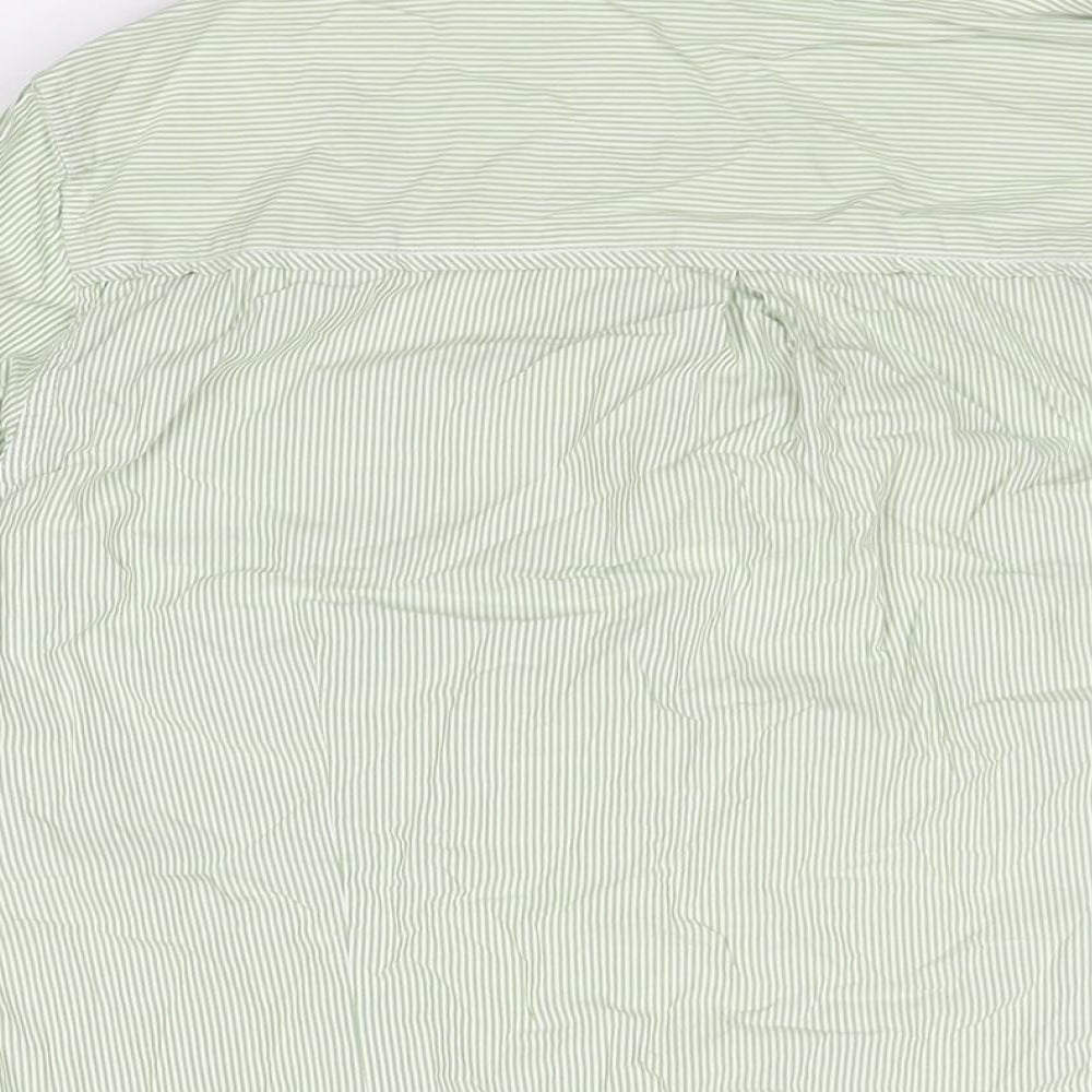 Marks and Spencer Womens Green Striped Cotton Basic Blouse Size 20 Collared