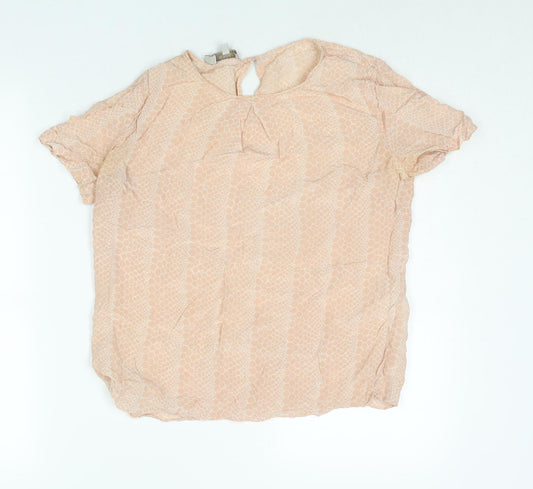 Hobbs Womens Pink Geometric Silk Basic Blouse Size 10 Round Neck