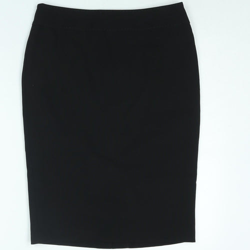 Ethel Austin Womens Black Polyester Straight & Pencil Skirt Size 8 Zip