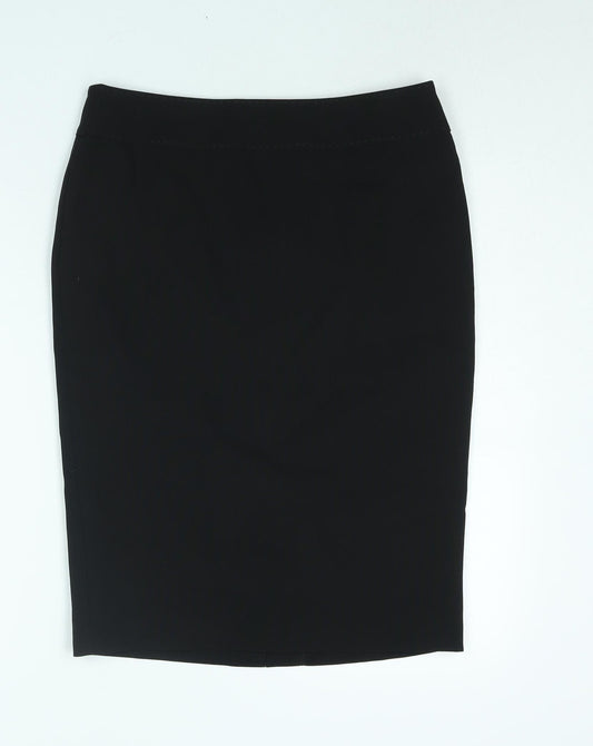 Ethel Austin Womens Black Polyester Straight & Pencil Skirt Size 8 Zip