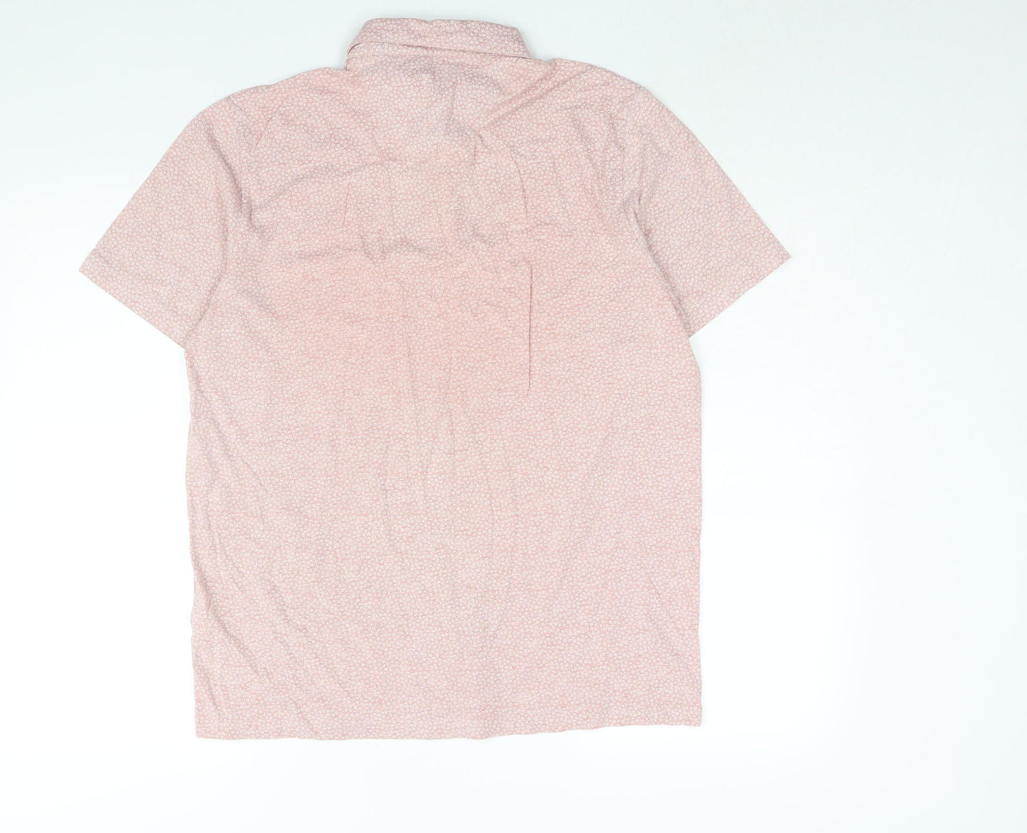 NEXT Mens Pink Geometric Cotton Polo Size L Collared Button