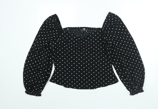 Dorothy Perkins Womens Black Polka Dot Polyester Basic Blouse Size 14 Sweetheart