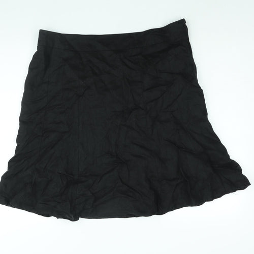 Debenhams Womens Black Linen A-Line Skirt Size 18 Zip