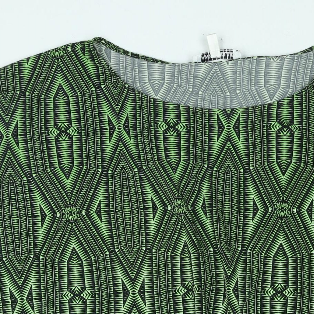 Annabelle Womens Green Geometric Polyester Basic Blouse Size 18 Round Neck