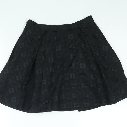 Jack Wills Womens Black Cotton Flare Skirt Size 8 Zip