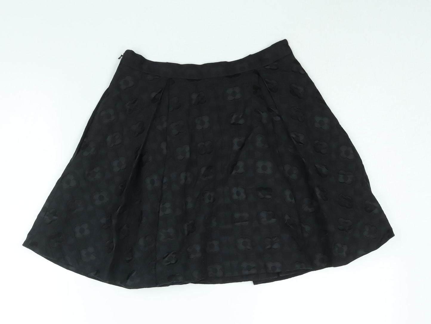 Jack Wills Womens Black Cotton Flare Skirt Size 8 Zip