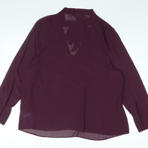 Dorothy Perkins Womens Purple Polyester Basic Blouse Size 20 V-Neck