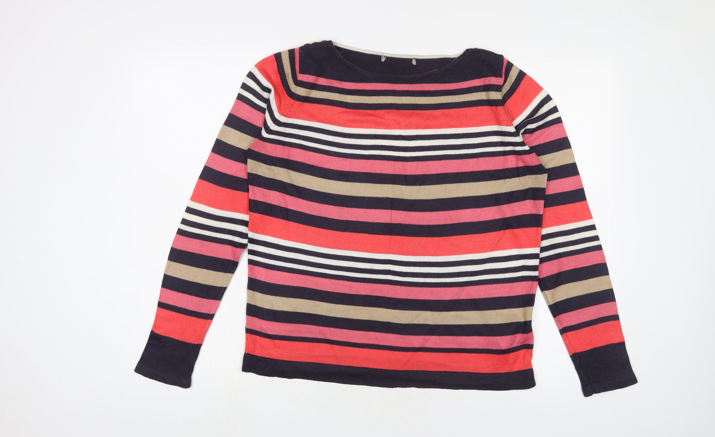 Marks and Spencer Womens Multicoloured Crew Neck Striped Acrylic Pullover Jumper Size 8