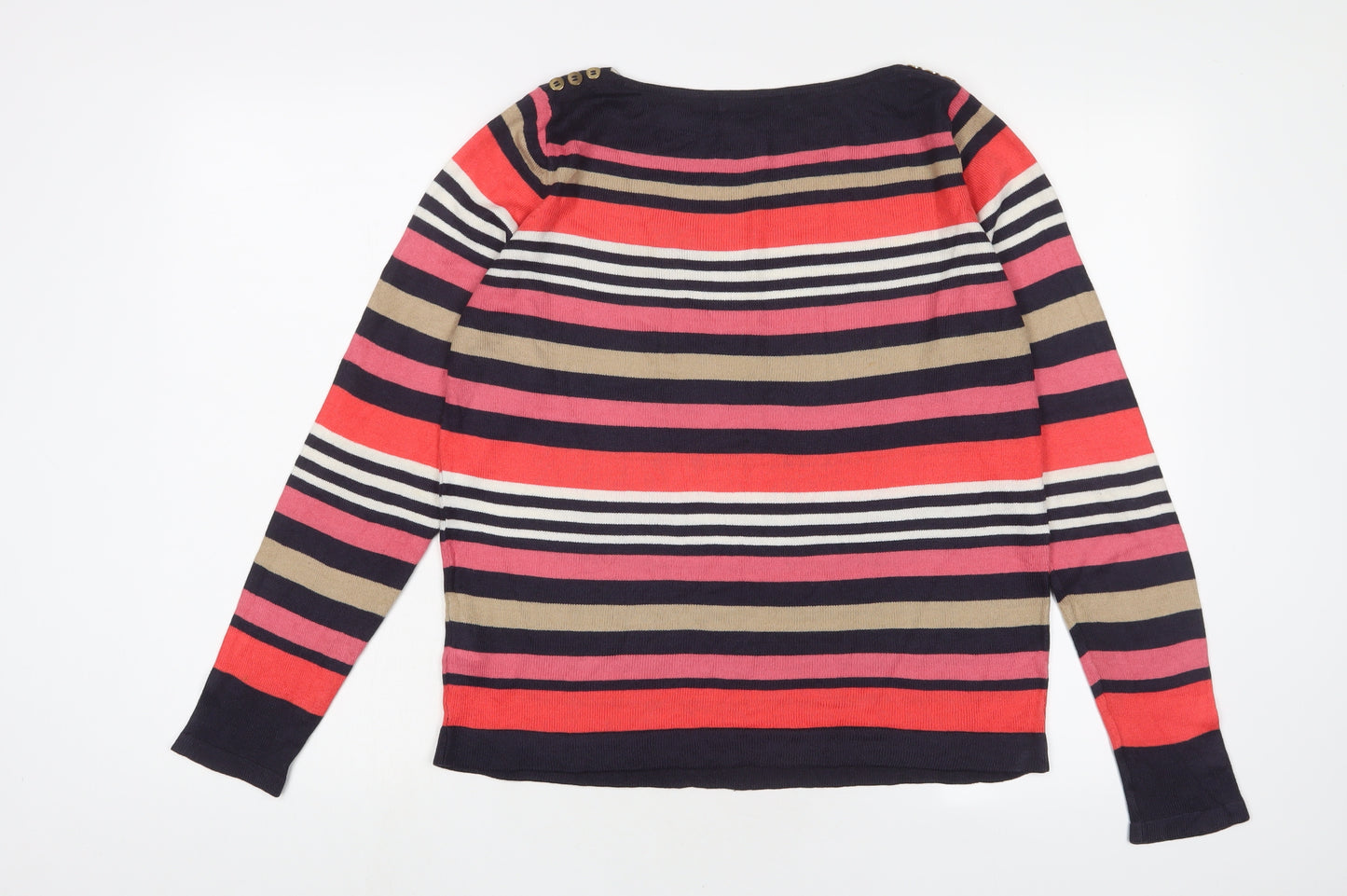 Marks and Spencer Womens Multicoloured Crew Neck Striped Acrylic Pullover Jumper Size 8