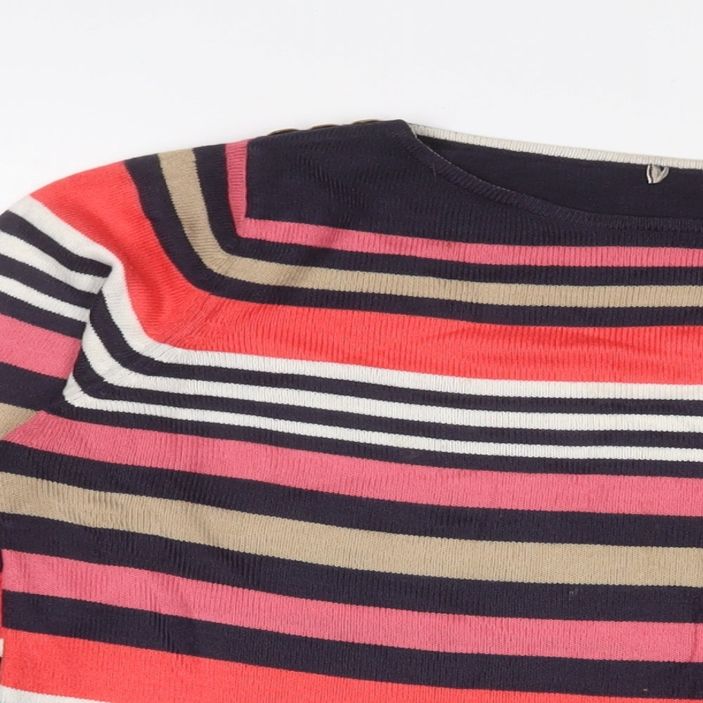 Marks and Spencer Womens Multicoloured Crew Neck Striped Acrylic Pullover Jumper Size 8