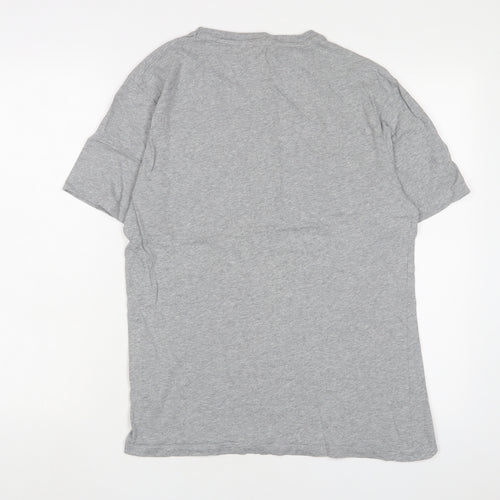 Zara Mens Grey Cotton T-Shirt Size M Crew Neck