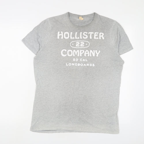 Hollister Mens Grey Cotton T-Shirt Size M Crew Neck