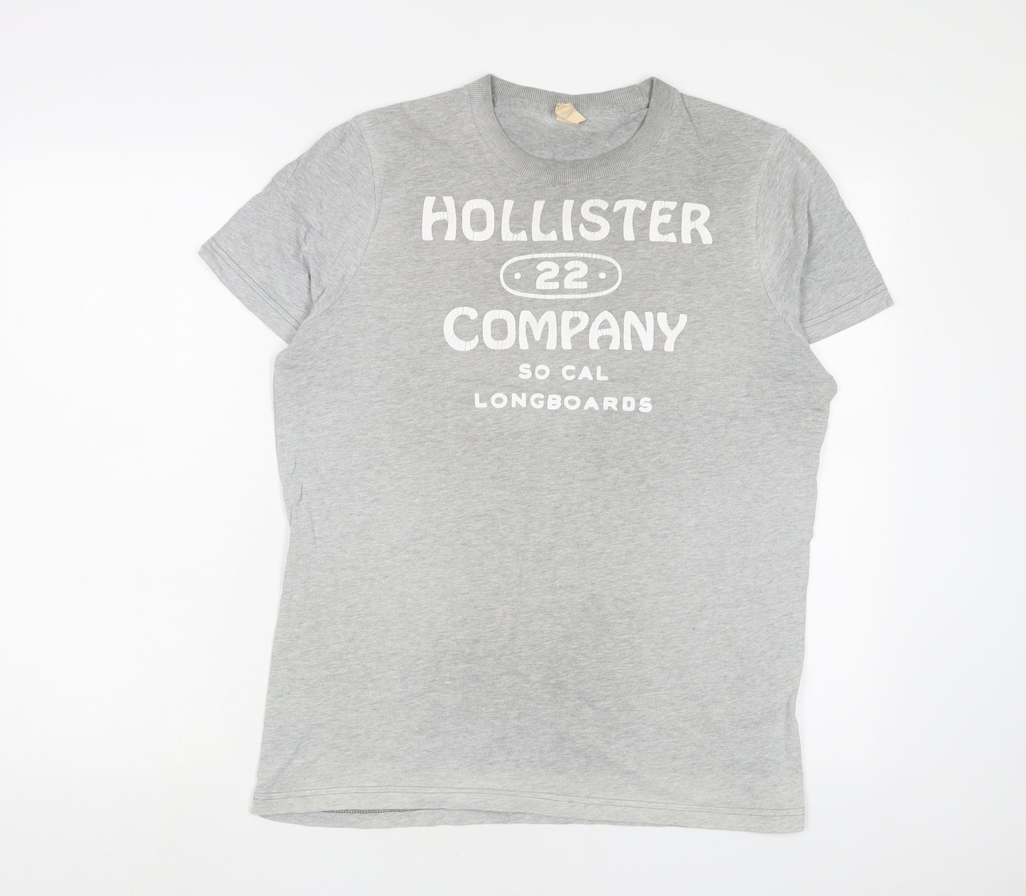 Hollister Mens Grey Cotton T-Shirt Size M Crew Neck