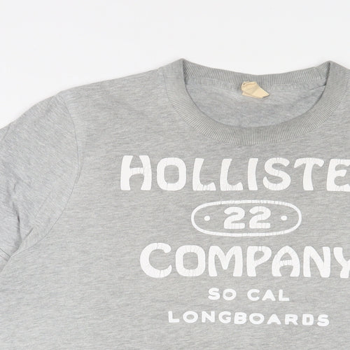 Hollister Mens Grey Cotton T-Shirt Size M Crew Neck