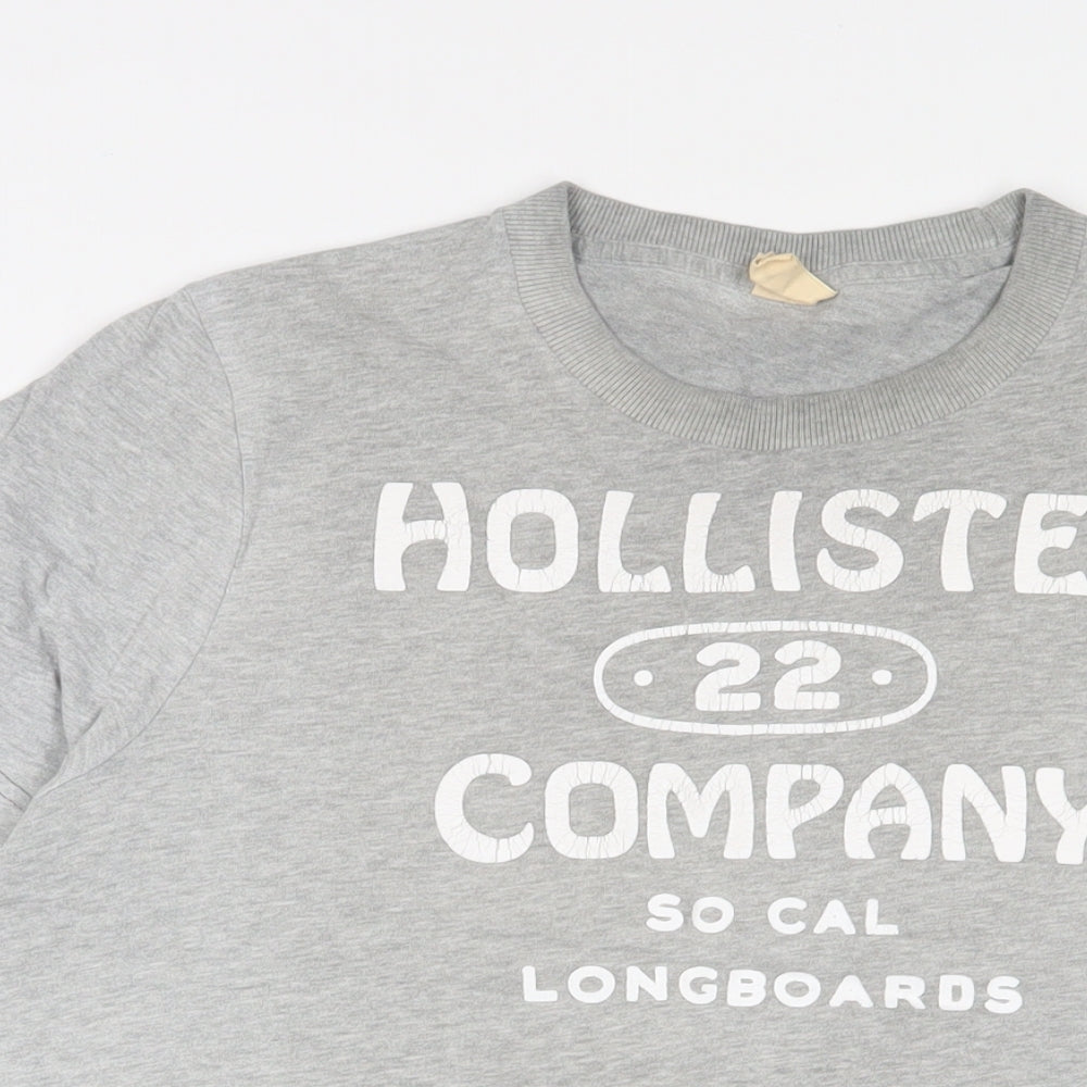 Hollister Mens Grey Cotton T-Shirt Size M Crew Neck