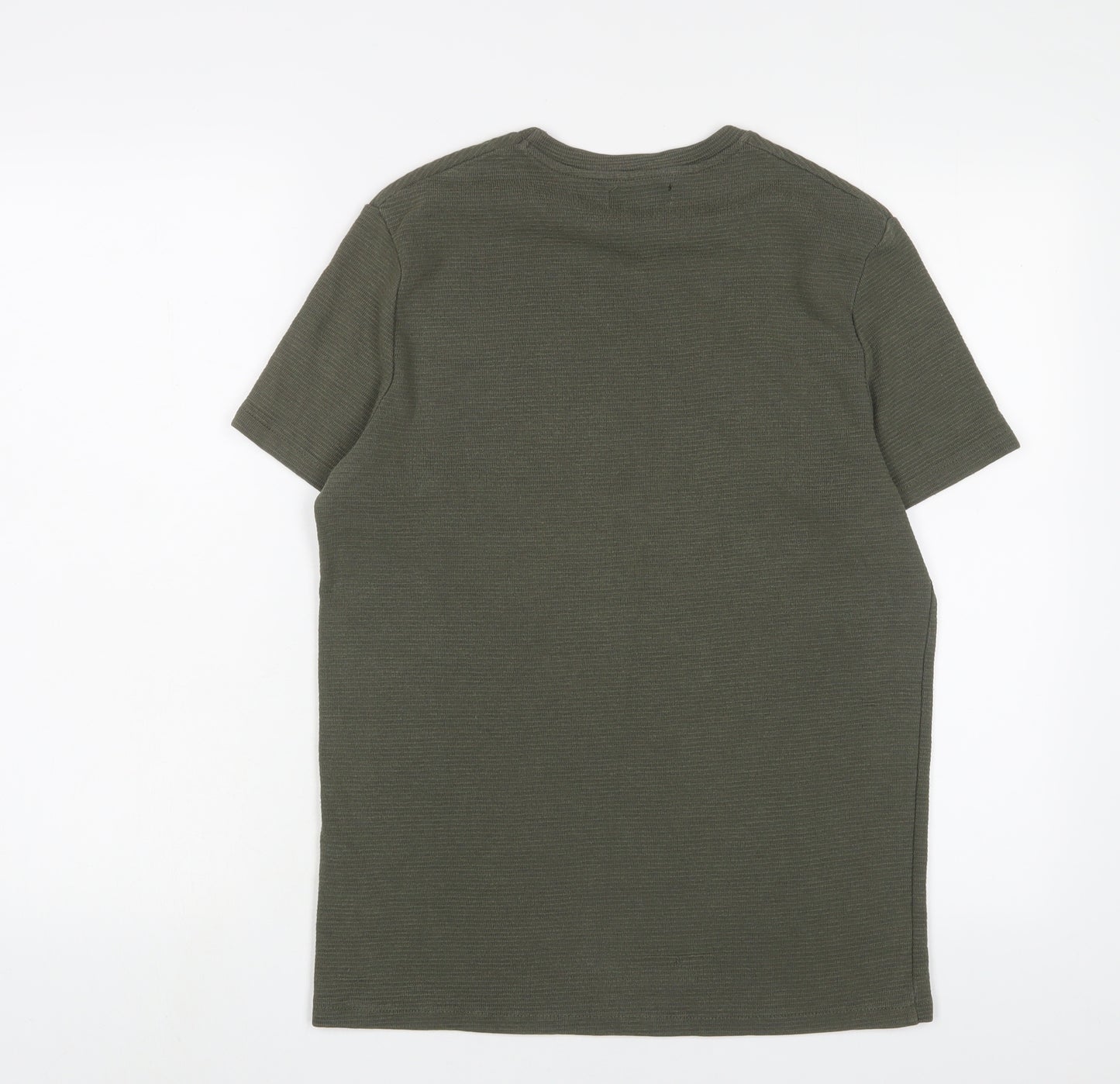 Zara Mens Green Cotton T-Shirt Size M Crew Neck