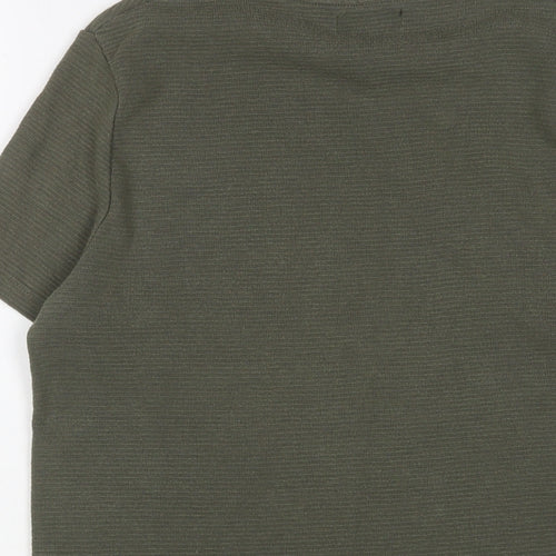 Zara Mens Green Cotton T-Shirt Size M Crew Neck