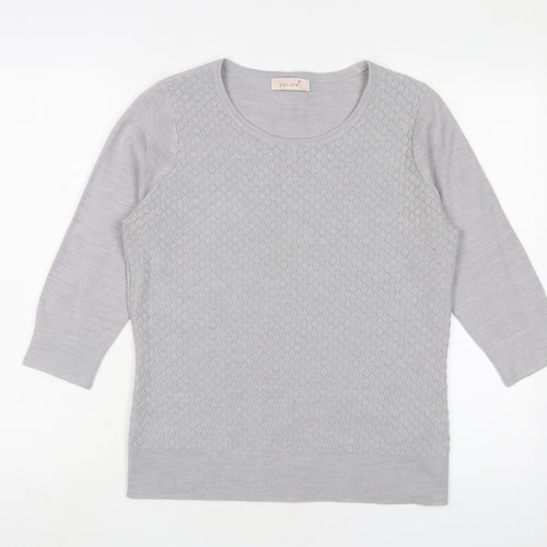 Per Una Womens Grey Crew Neck Acrylic Pullover Jumper Size 12