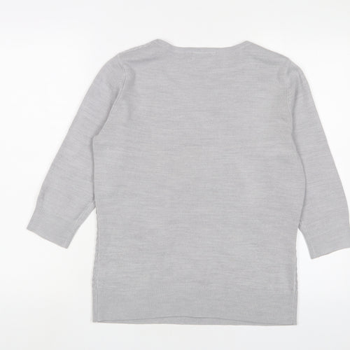 Per Una Womens Grey Crew Neck Acrylic Pullover Jumper Size 12