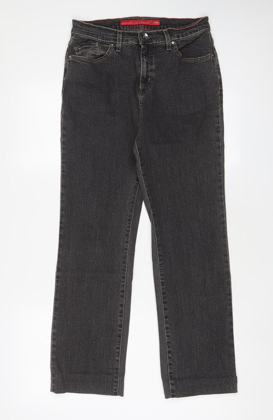 Per Una Womens Grey Cotton Straight Jeans Size 10 L28 in Regular Zip